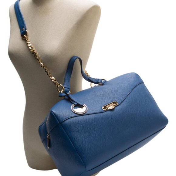 VERSACE Bluette Vitello Leather Traveling Case Bag w/Extra Shoulder Strap - Picture 1 of 12